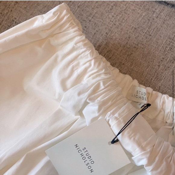 Studio Nicholson Unisex White Drop Board Trousers in Ivory - Picture 6 of 8